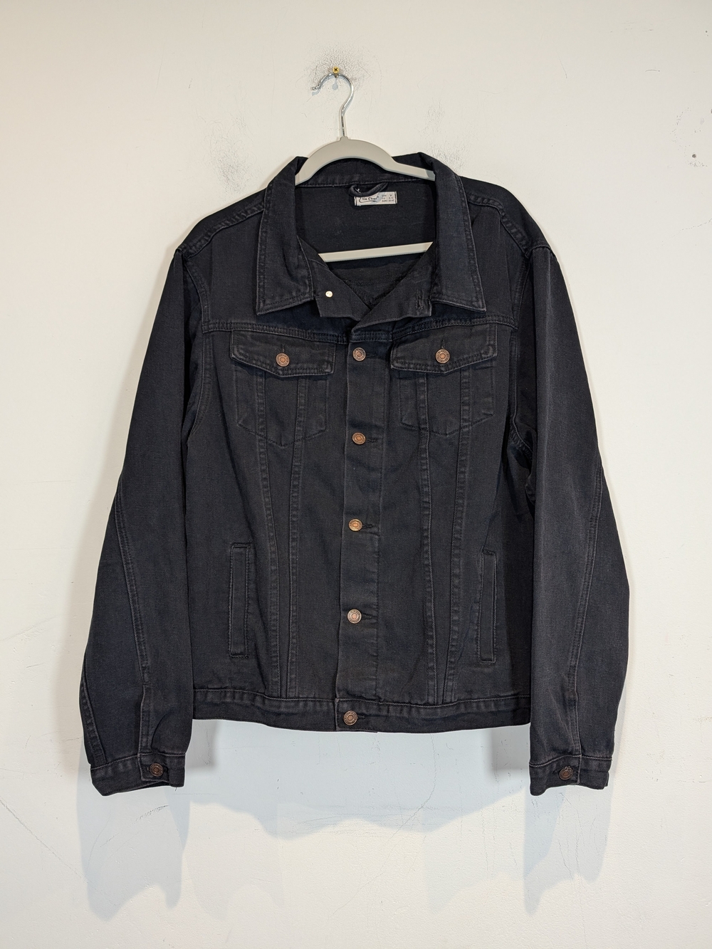 Elia-Cher Black Denim Jacket, Size M